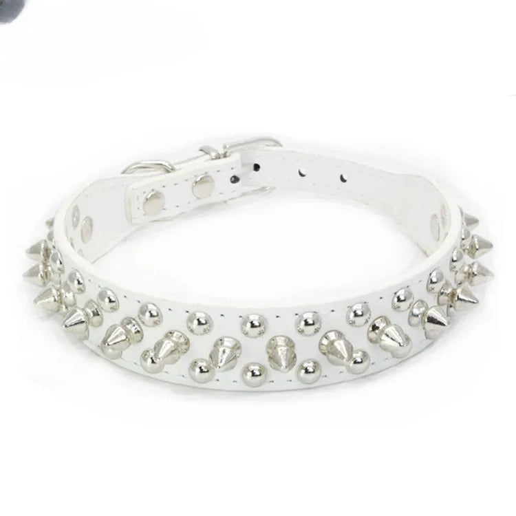 Adjustable Leather Spiked Neck Collar - Small Pets