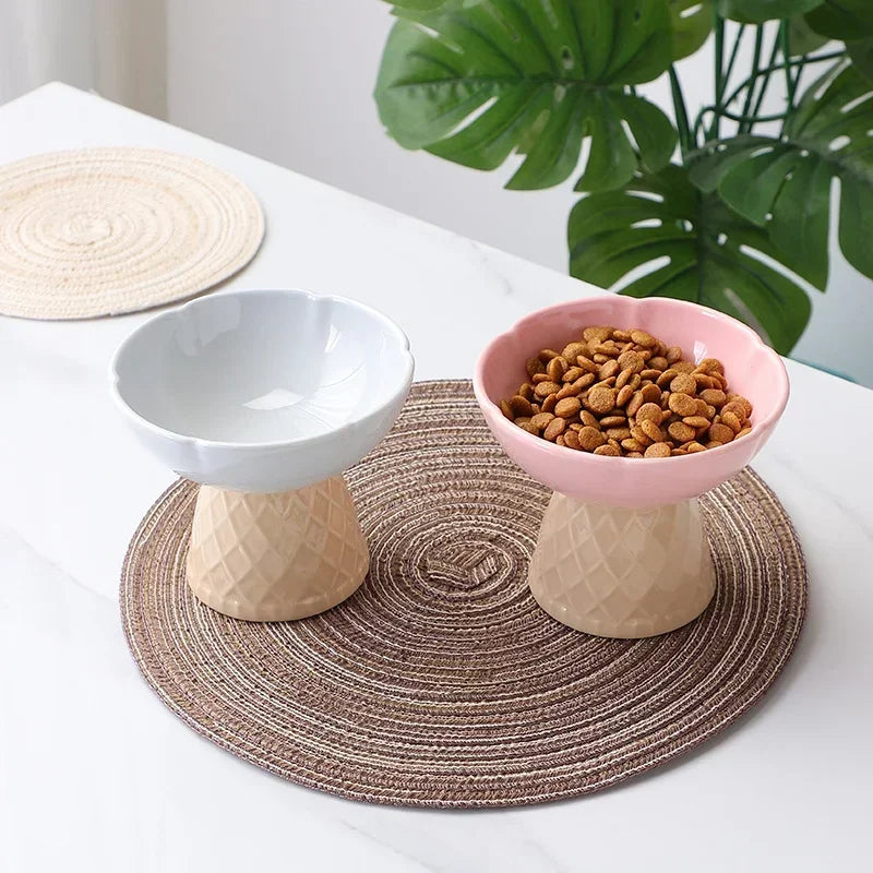 Cute Elevated Ceramic Bowl For Small Pets