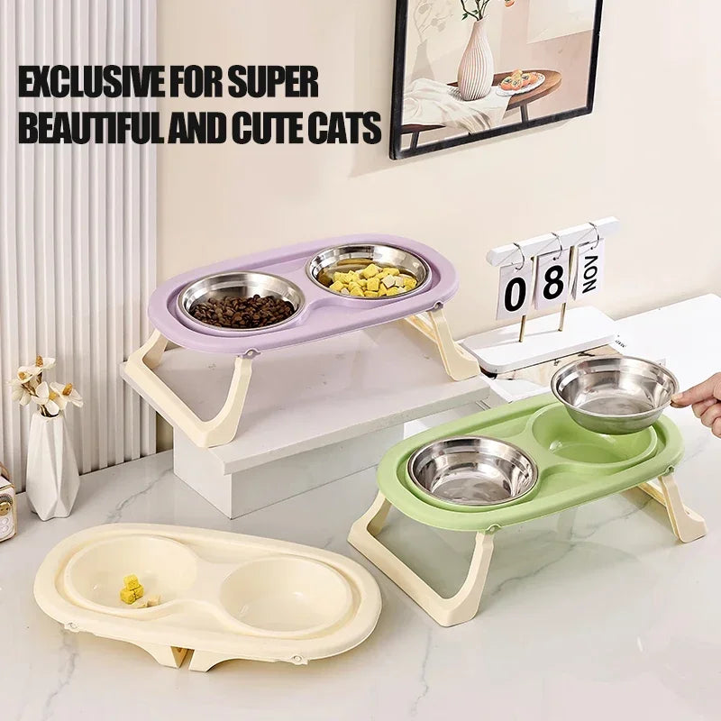 1PC Foldable Stainless Steel Double Pet Bowls