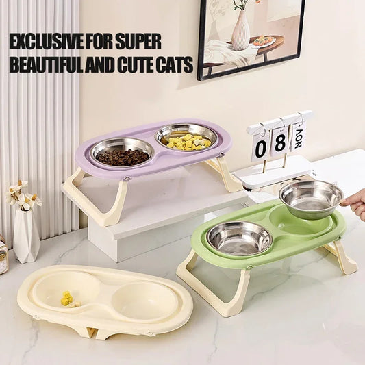 1PC Foldable Stainless Steel Double Pet Bowls