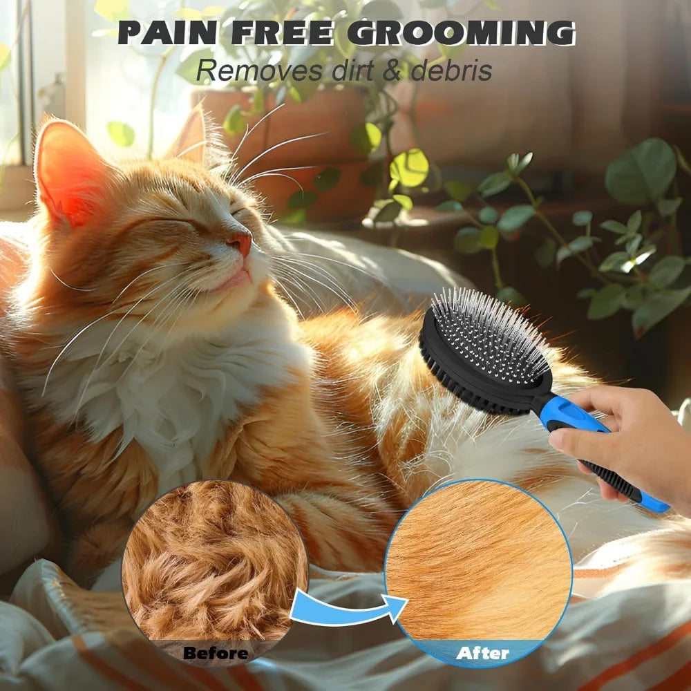Double-Sided Brush For Shedding And Bathing