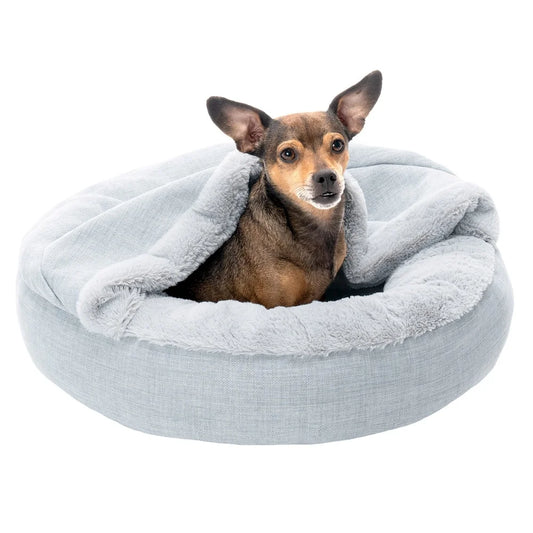 Hooded Donut Pet Bed - Cozy, Plush, Machine Washable