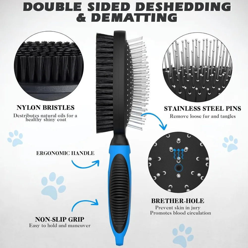 Double-Sided Brush For Shedding And Bathing