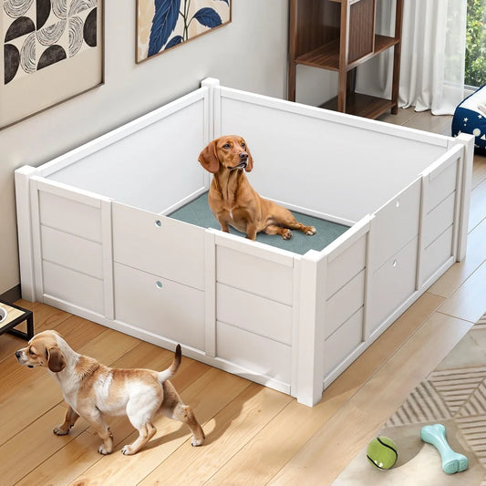 Large Whelping Box For Dogs-Portable, Washable Pads