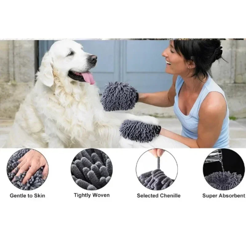 Pet Glove Quick Drying Towel, Grooming Mitt