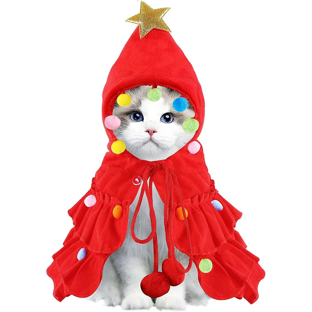 Pet Christmas Tree Outfit With Cloak, Star