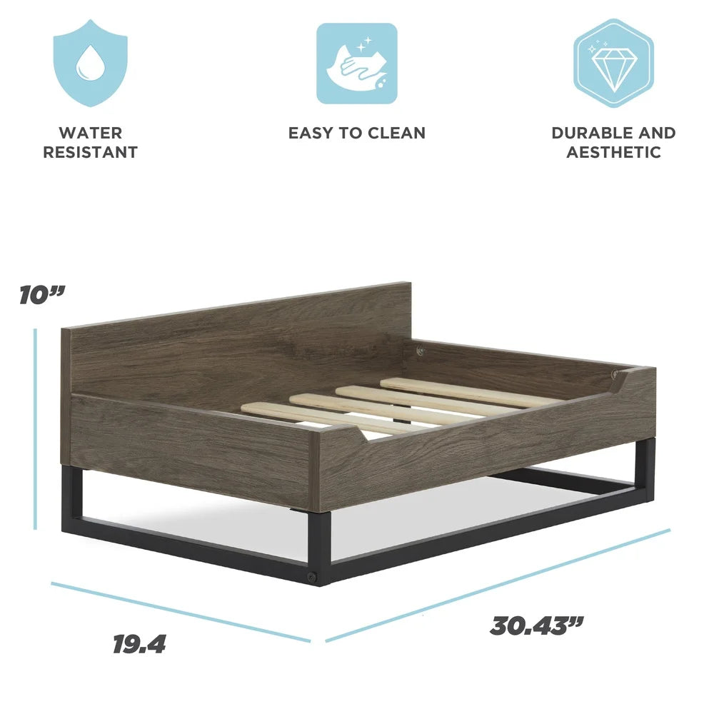 Wooden Dog Bed With Orthopedic Foam Mattress