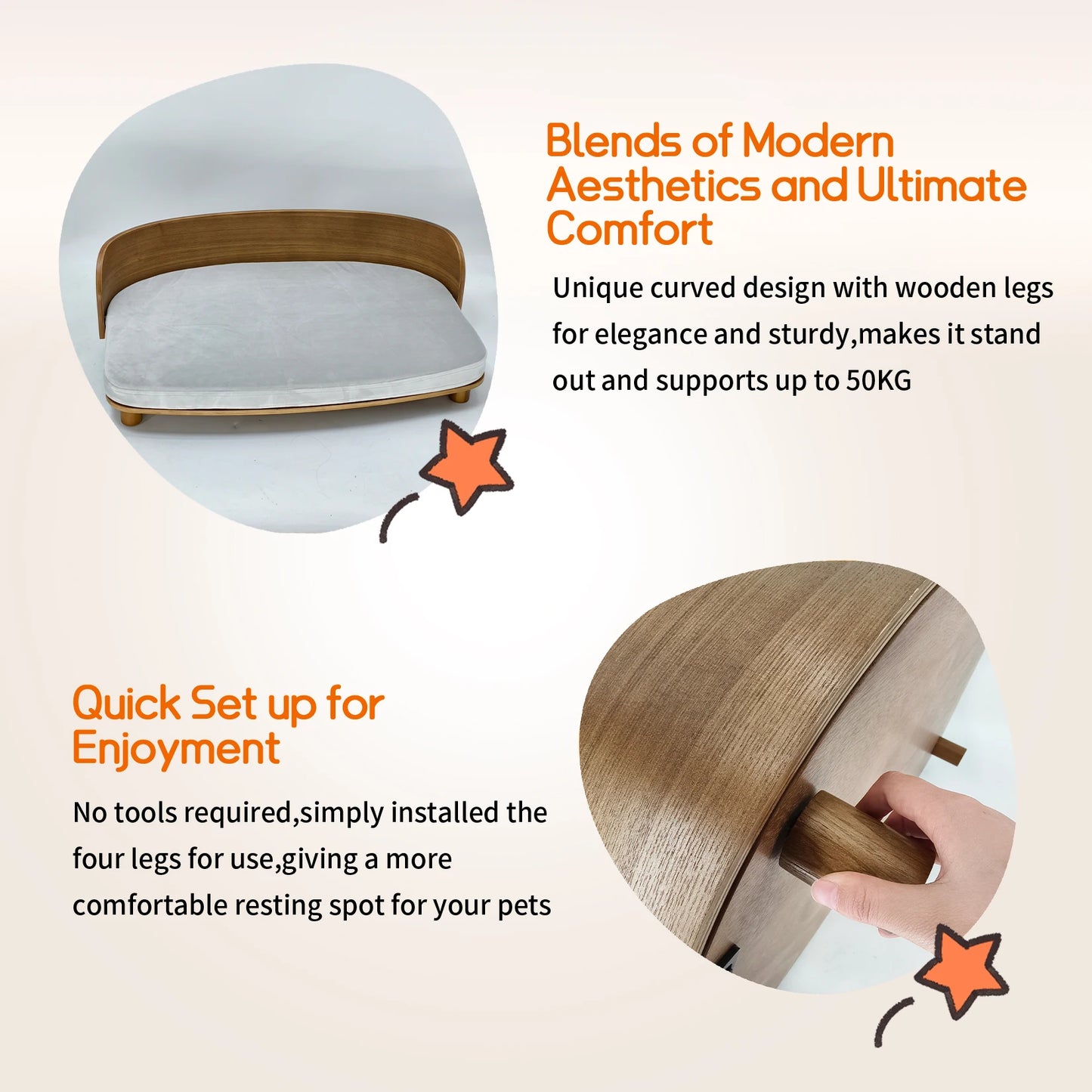 Small Elevated Pet Bed With Wooden Couch