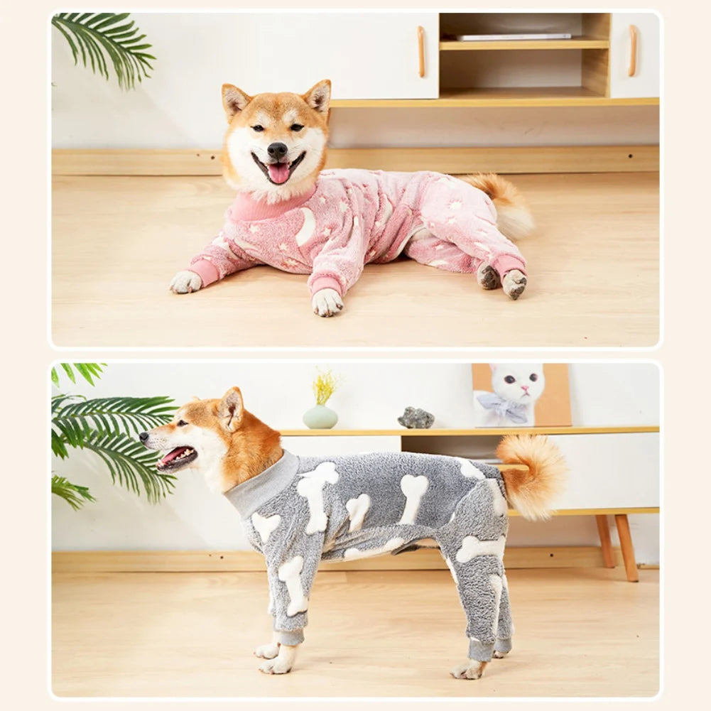Warm Winter Fleece Pajamas Jumpsuit For Dogs