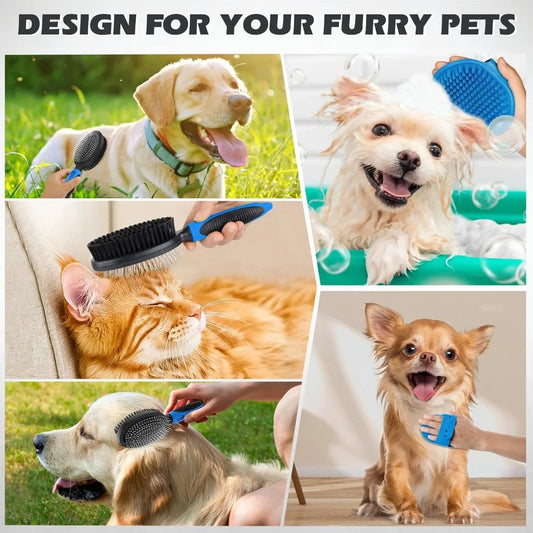 Double-Sided Brush For Shedding And Bathing
