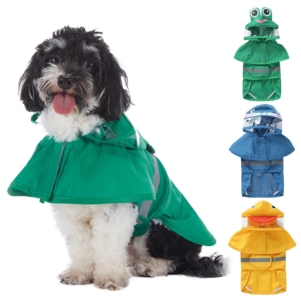 Fashionable Reflective Hooded Waterproof Raincoat For Dogs