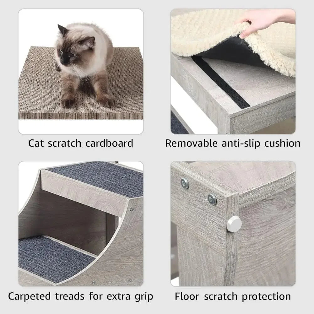 Pet Bunk Bed With Cushion - Removable Steps
