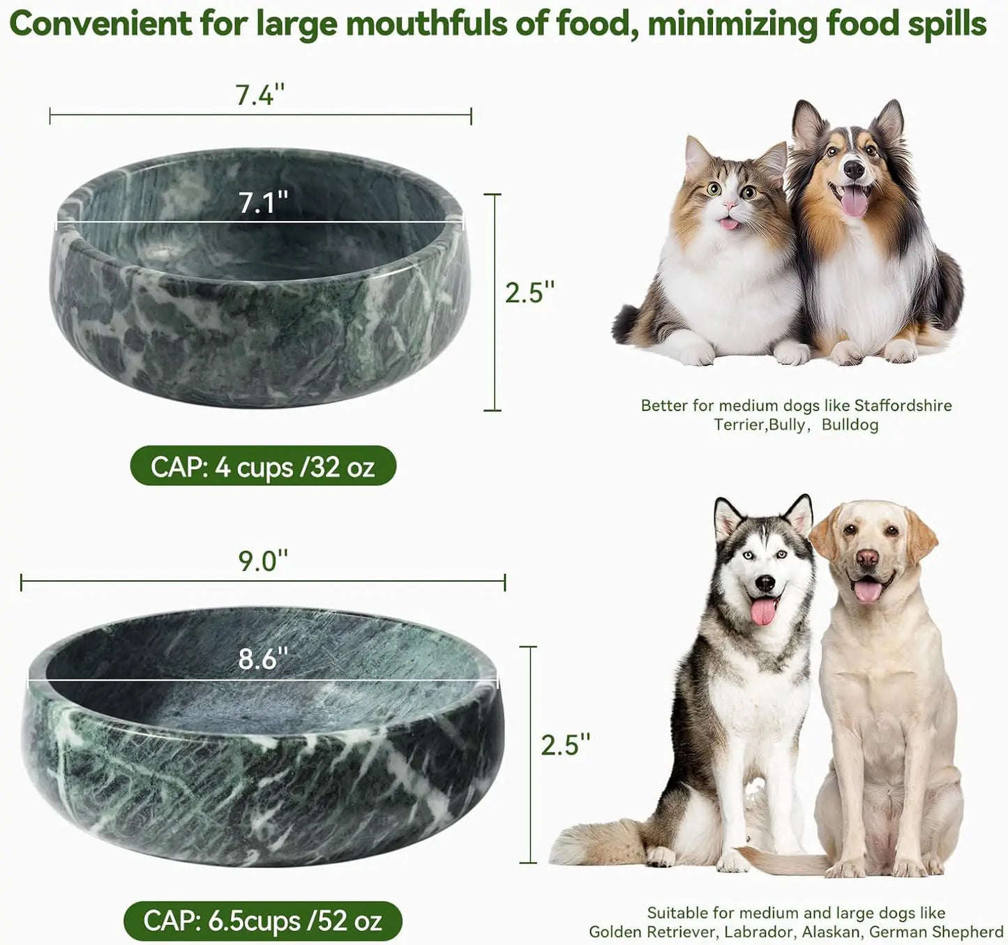 Natural Marble Pet Bowl For Dogs/Cats