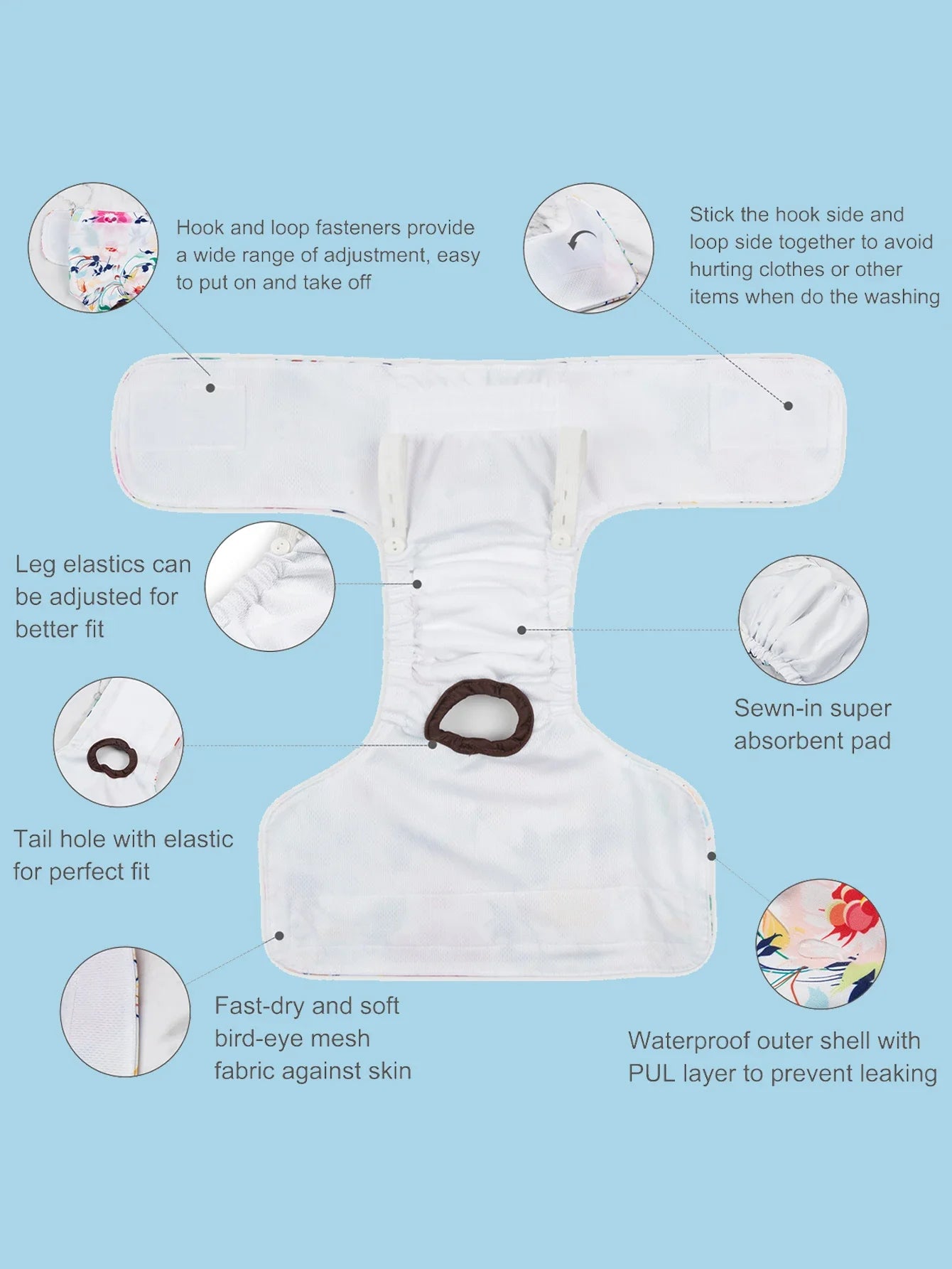 1Piece Reusable Female Dog Diaper, Different Sizes