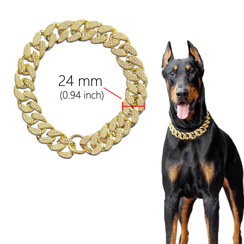 Plastic Dog Collar Diamond Chain Necklace