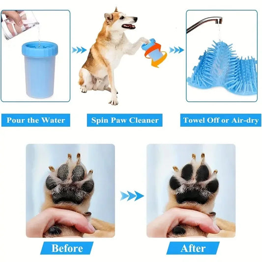 Portable Pet Paw Cleaner Cup - With Soft Bristles