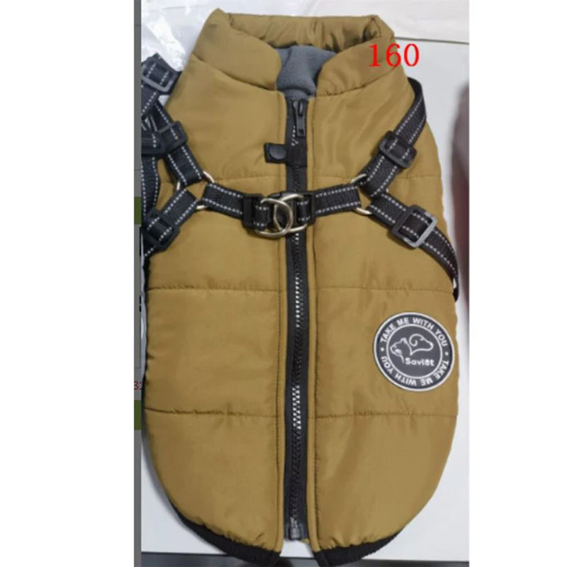 Winter Warm Waterproof Dog Jacket With Harness