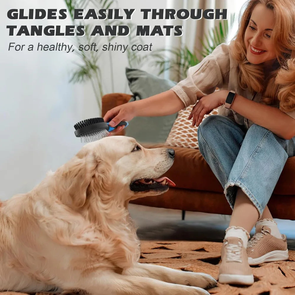 Double-Sided Brush For Shedding And Bathing