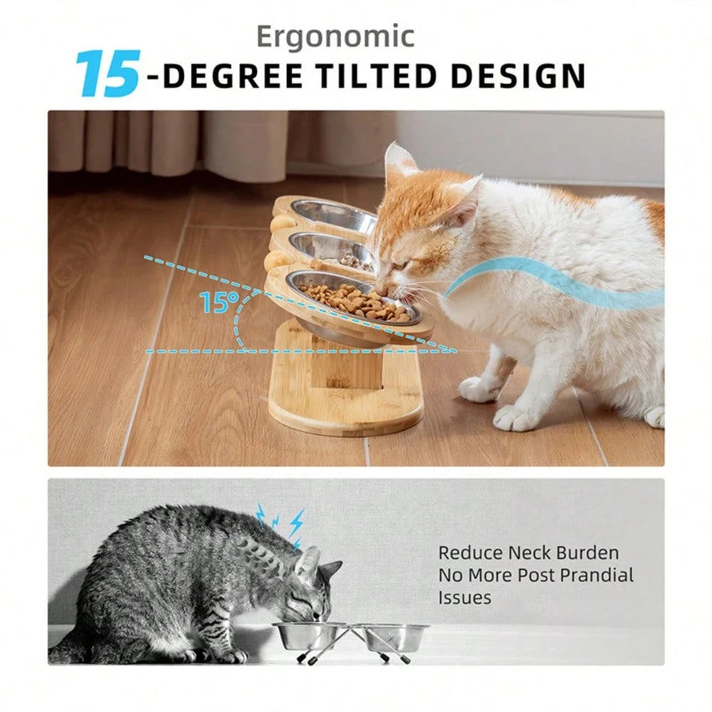 3 Bowls In 1 Feeder - 15-Degree Tilt